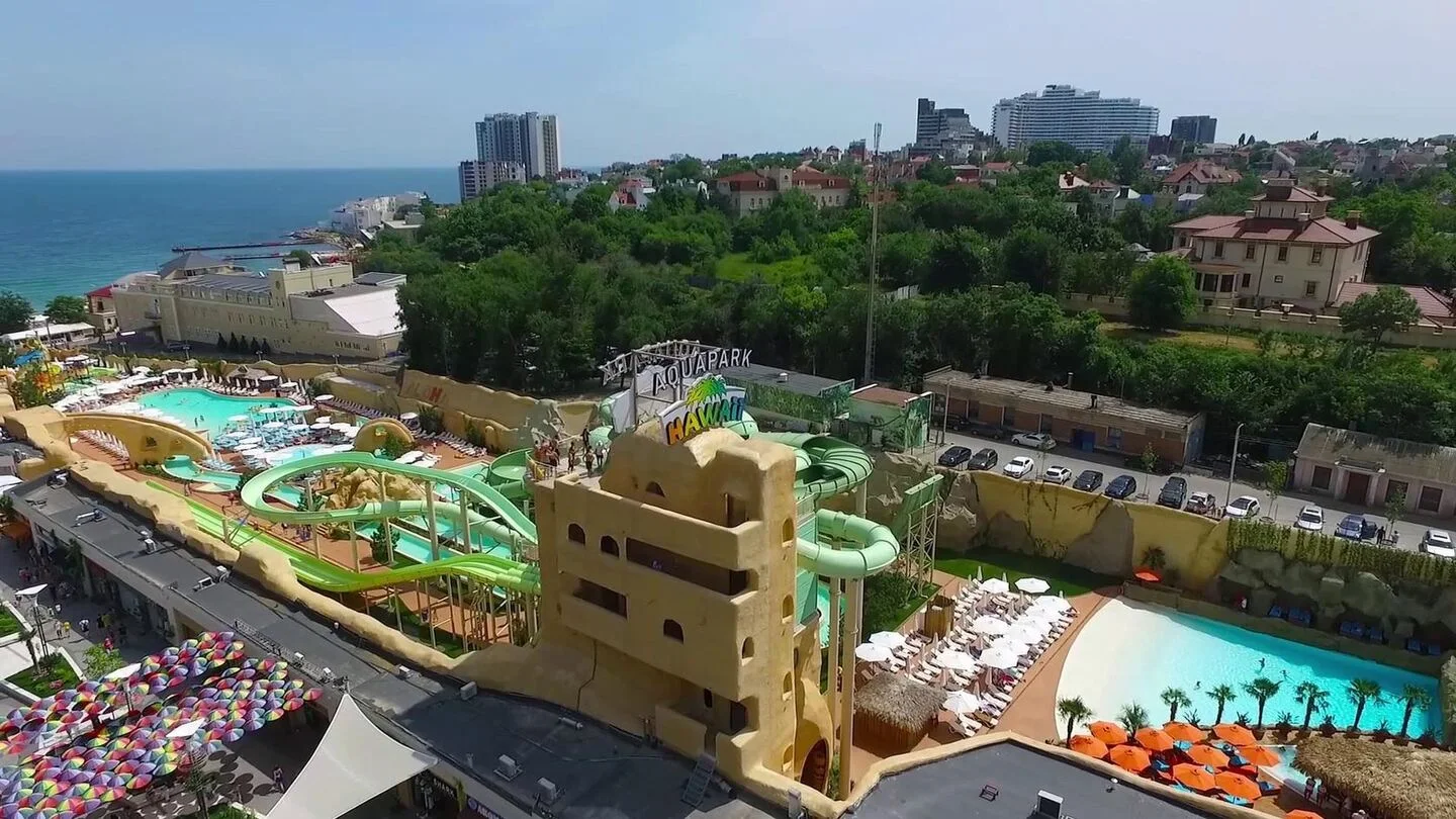 Hawaii aquapark viewed towards the city. Company project photograph.