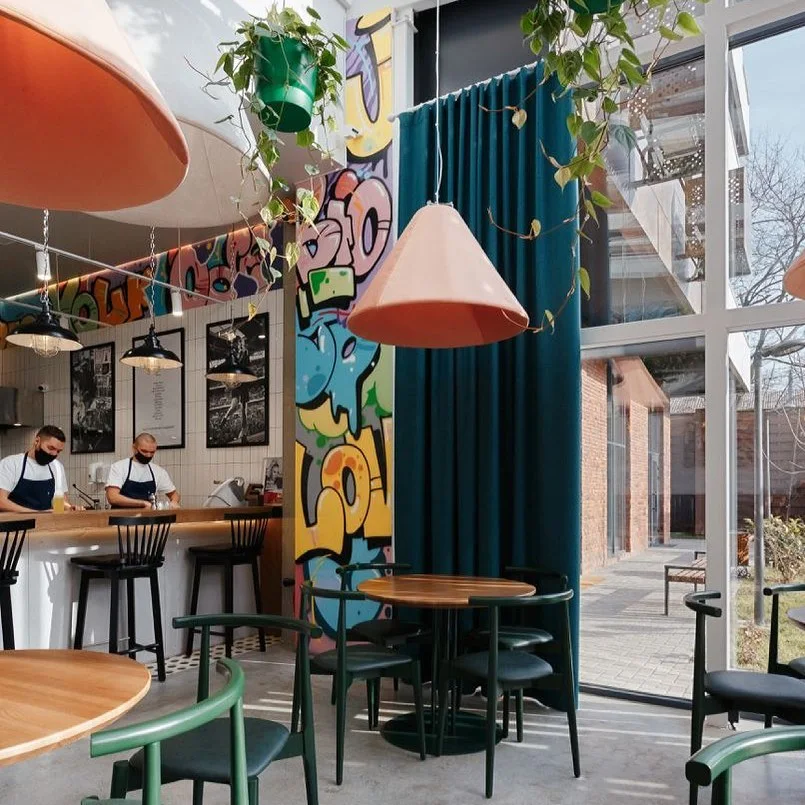 Yourz bistro interior, April 2021. Project photograph.