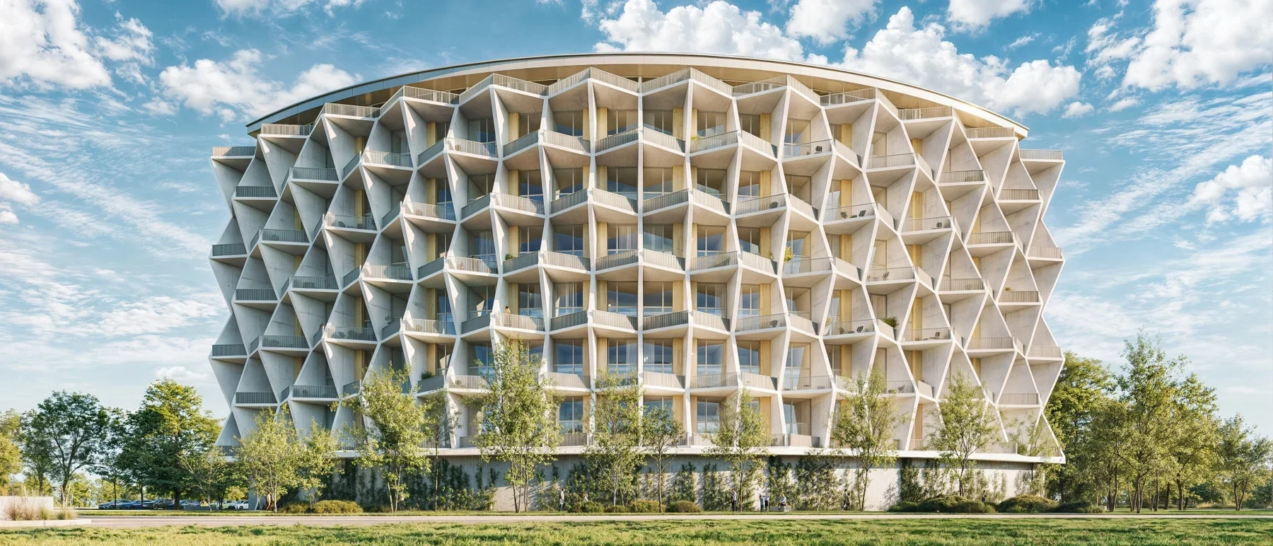 City Lofts Chodov: proposed building and landscaped foreground. GARTAL architectural visualisation.