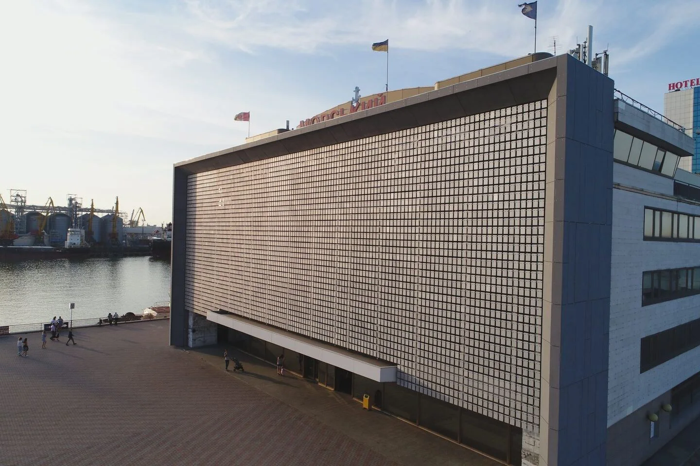 Marine terminal façade viewed from the harbour. Company project photograph.