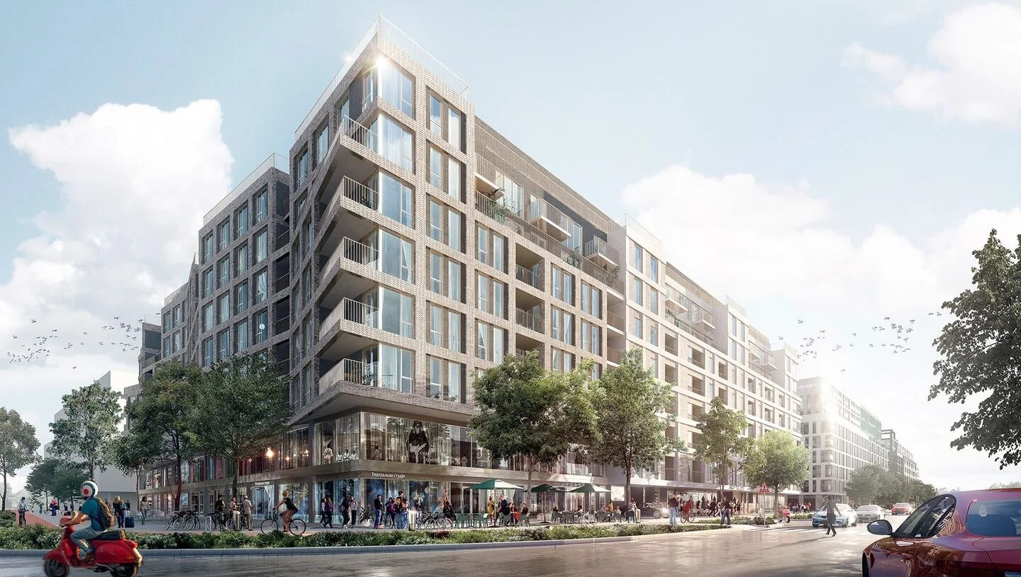 Rybalskyi residential development: proposed architectural appearance. Project visualisation from the company archive.