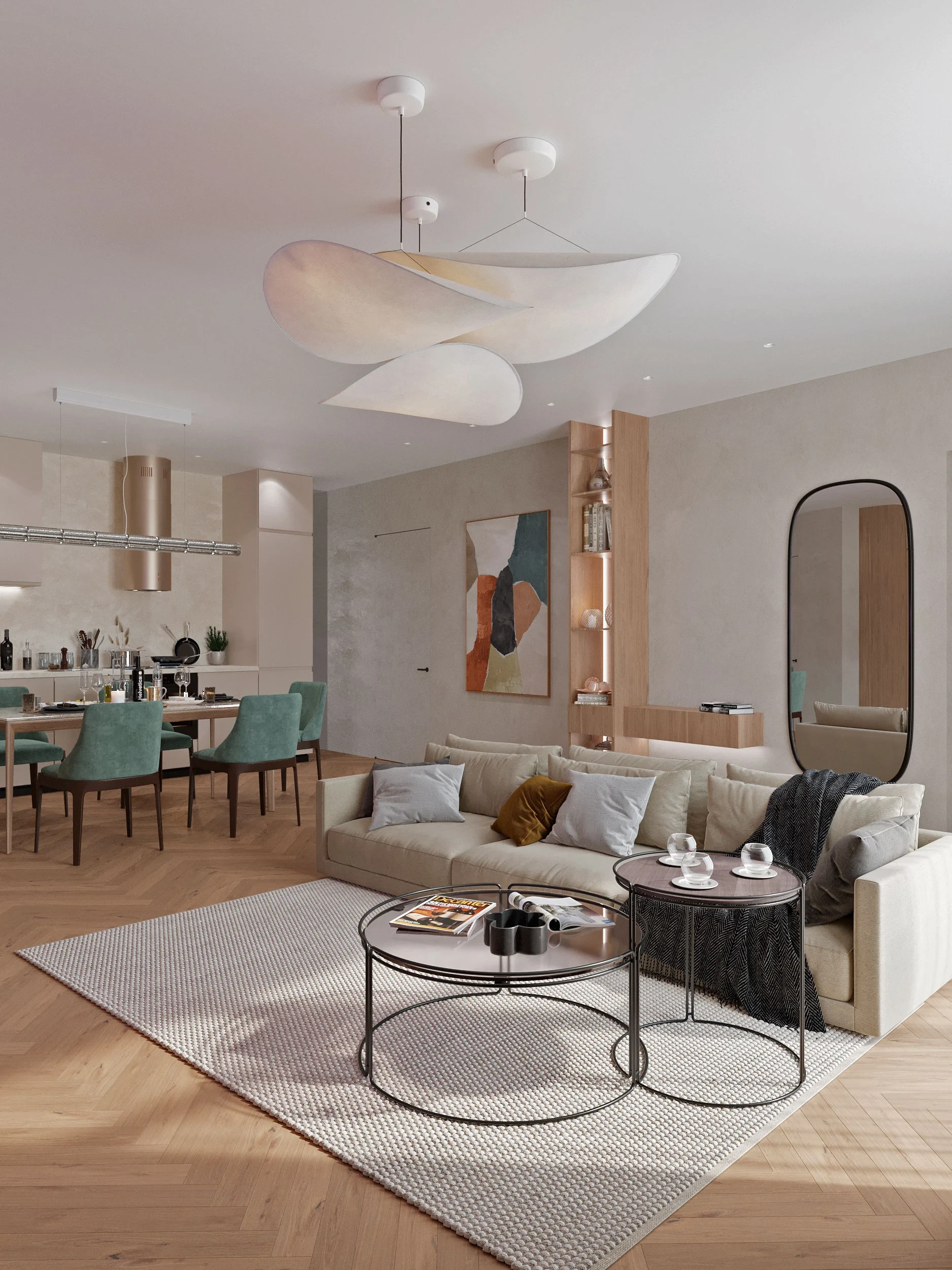 HDN3 — proposed living-room interior; design visualisation.