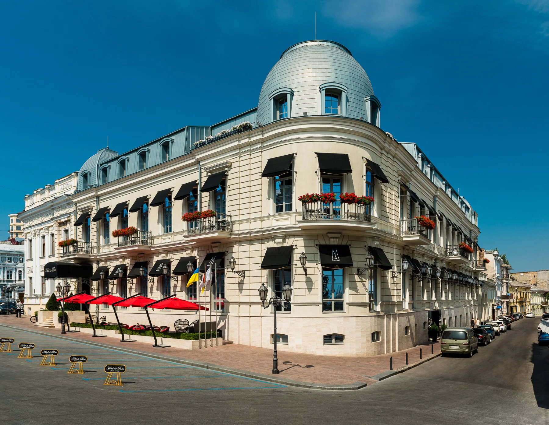 Hotel de Paris exterior. Project archive photograph.