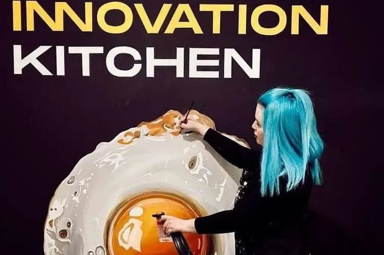 Innovation Kitchen wall artwork in progress. Artist: Yana.