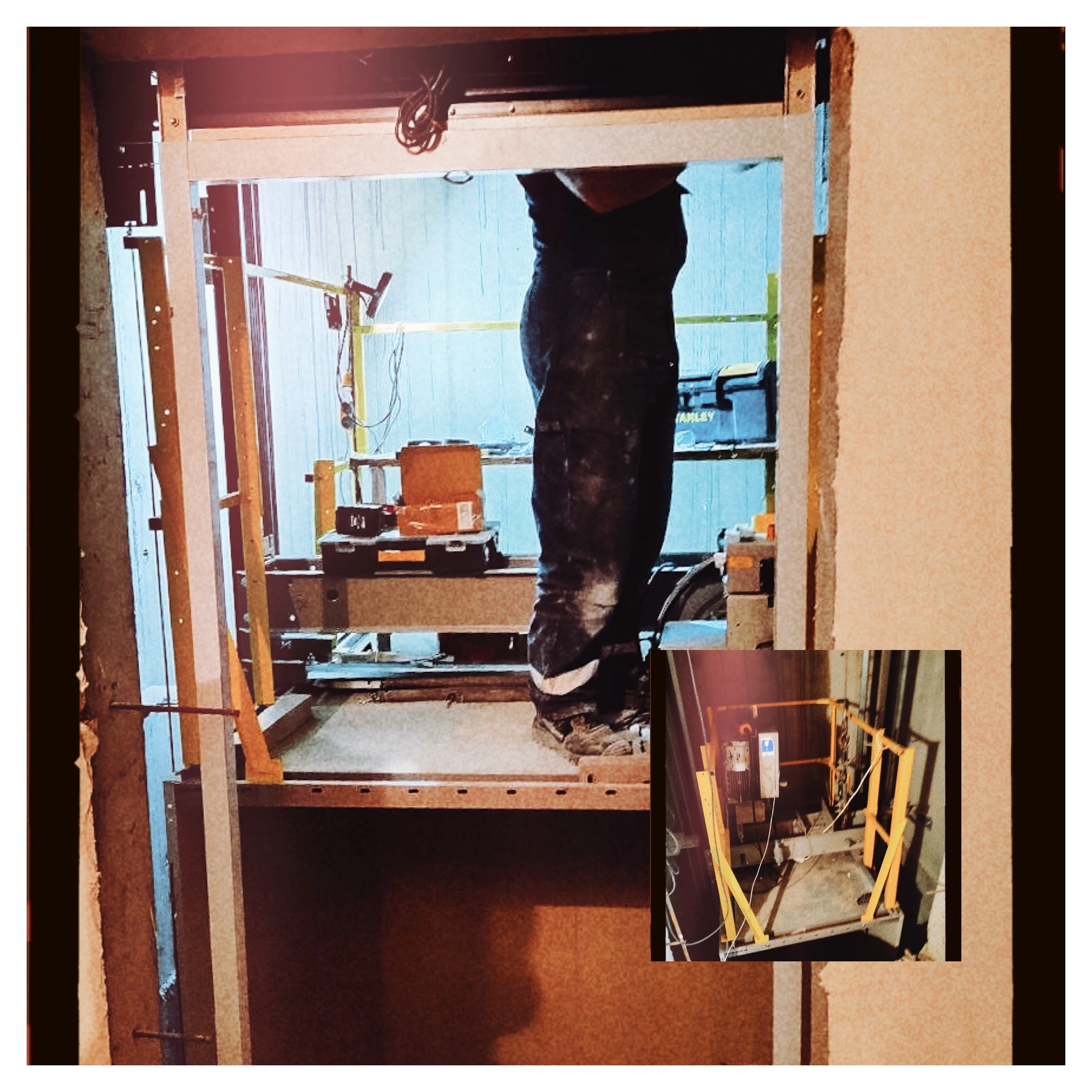 9th Fontana residential project — an opening and temporary working platforms during building works. Project archive photograph.