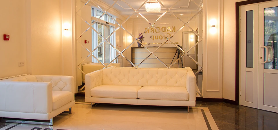 Second Pearl — seating within the residential reception area.