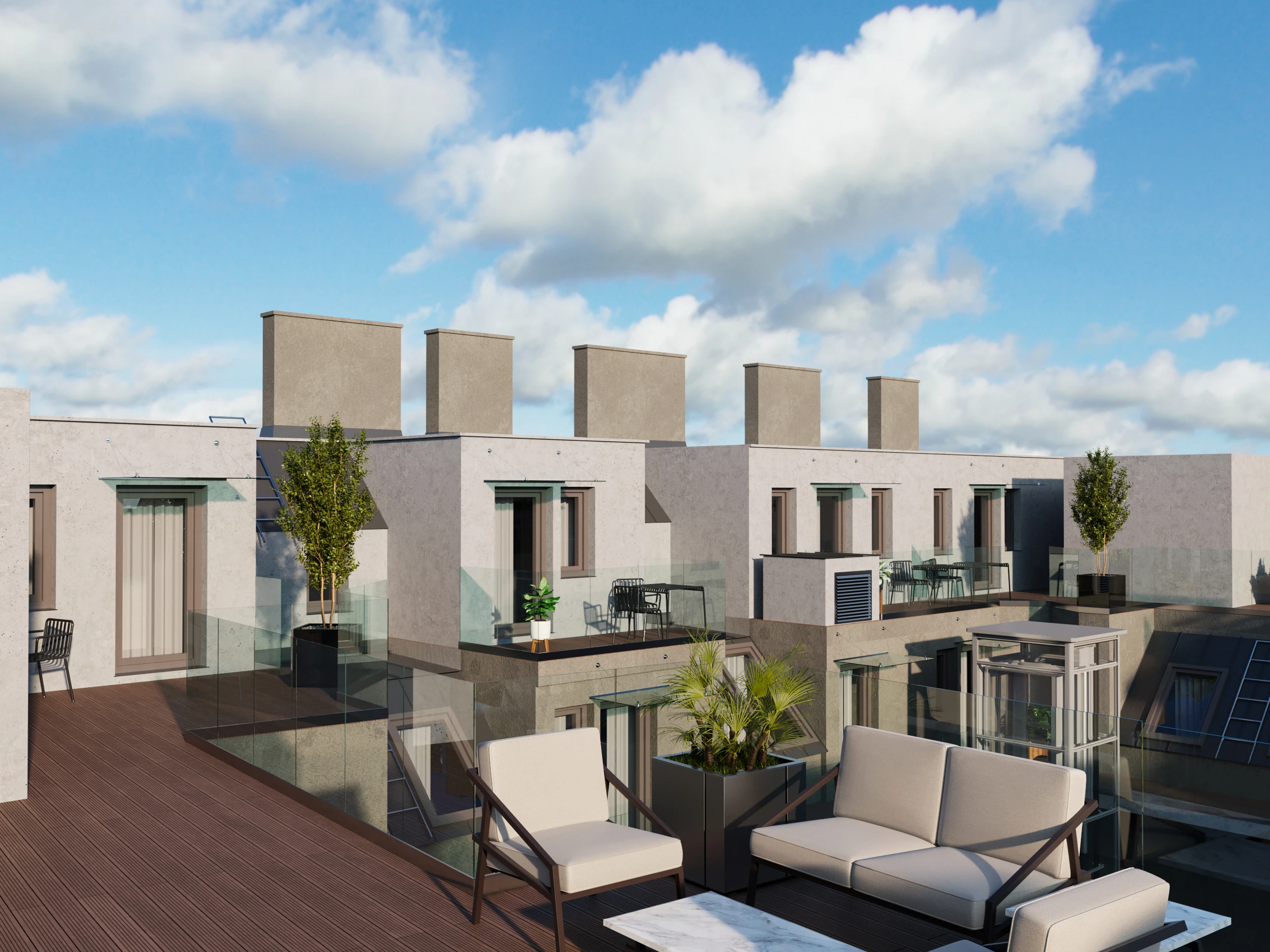 Pillergasse — proposed upper-level outdoor spaces.