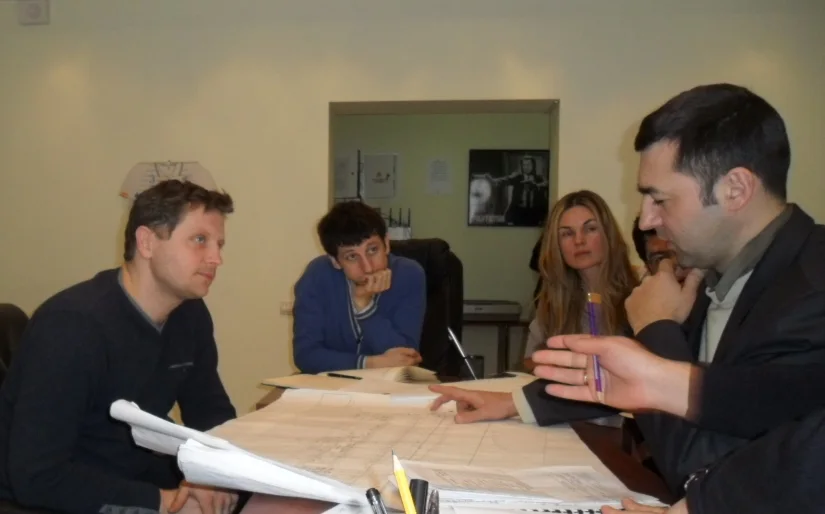 Project coordination workshop. Team archive photograph.