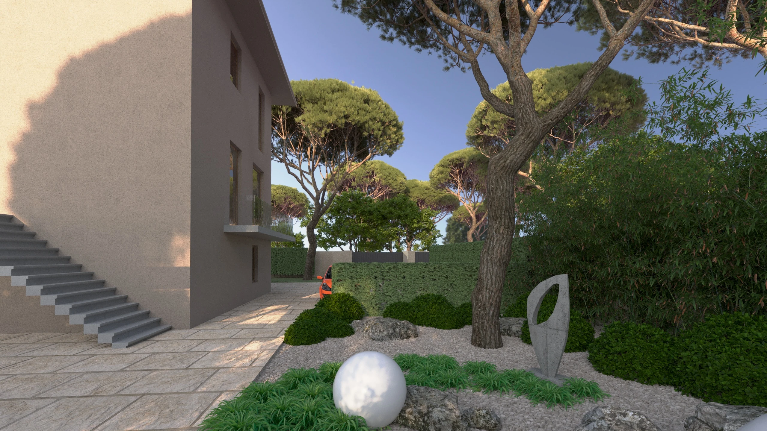 Ronchi villa — proposed architecture and garden design. Project visualisation.